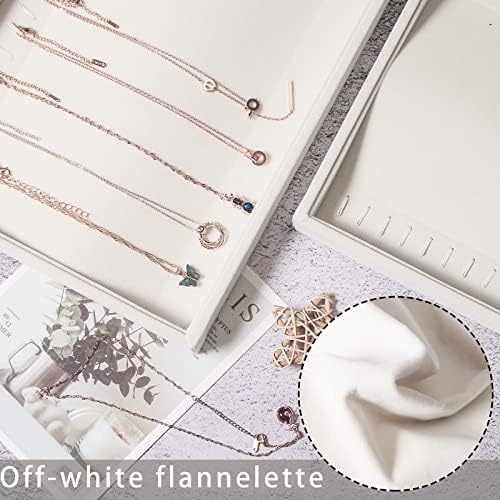Coward Set of 2 Stackable Necklace Holder Organizer Tray Velvet Necklace Display Stand for Selling Jewelry Box Case for Storage (beige(necklace+necklace)) - Image 3