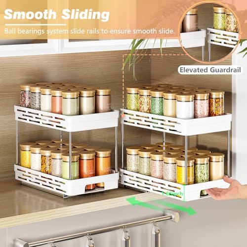Pull Out Spice Rack Organizer for Cabinet, 2 Pack Widen Slide Out Spice Racks Organizer, Spice Cabinet Organizers, Cabinet Size Need:12'' Highx11'' Deepx6.75'' Wide,Hold 15 Spice Jar Each Tier-2Tier - Image 5
