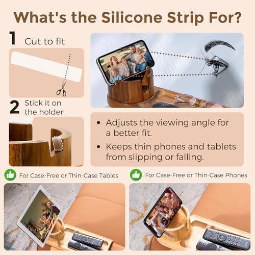 Couch Cup Holder for Armrests Over 4.9" Wide with 360° Phone Stand Natural - Image 4