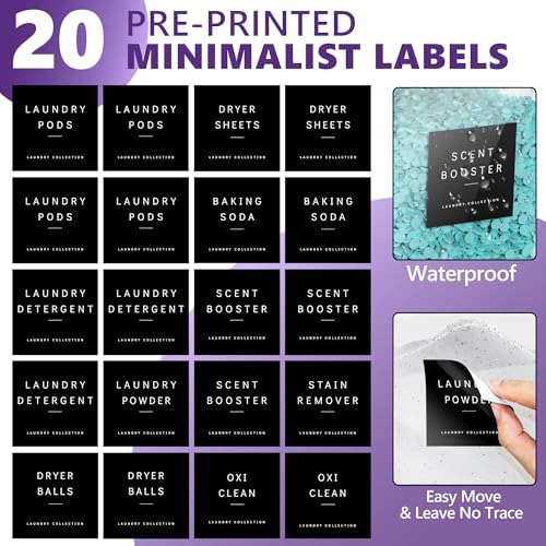 4 Pack Laundry Pods Container, Clear Laundry Room Organization Containers Essentials, Large Detergent Powder Storage Containers Black Wooden Lids & Labels Signs, Home Acrylic Laundry Pods Holder - Image 6
