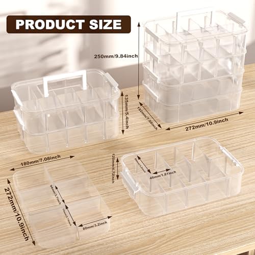 4 Ties Craft Storage Box with Handle with 20 compartments and 2 Trays - Image 3
