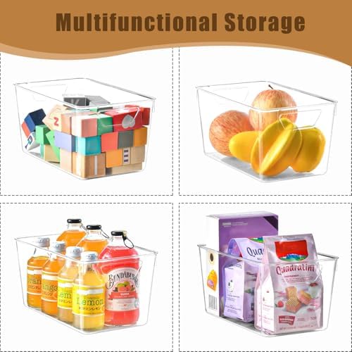 Freebat 12 Pack Pantry Organization and Storage,Clear Plastic Storage Bins - Image 4