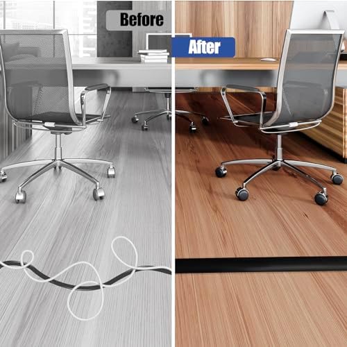 Floor Cord Cover Self Adhesive Cord Hider,10FT Cable Management, Extension Strip Protector for Wires, Prevent Cable Trips for Offices, Gyms, Exhibitions Cavity:0.39"(W) x 0.27"(H) Black - Image 5
