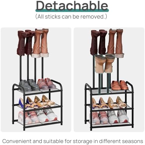 viewcare Black Boot Rack, Small Boot Rack Organizer, Tall Boots with Shoe Rack for Closet, Shoe Shelf Storage Organizer for Entryway Small Space - Image 4