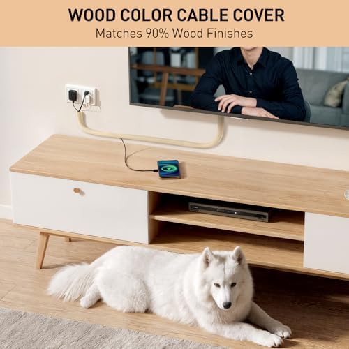 AGPTEK Cable Sleeve, 10ft - 4/5 inch Cable Management Cord Hider,Wood Color - Image 5