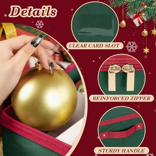 Christmas Ornament Storage Box with Adjustable Dividers Zippered Top Stores up to 36 Holiday Ornaments (4 Inch) Xmas Ball Decorations Organizer Storage Container Bin - Image 6