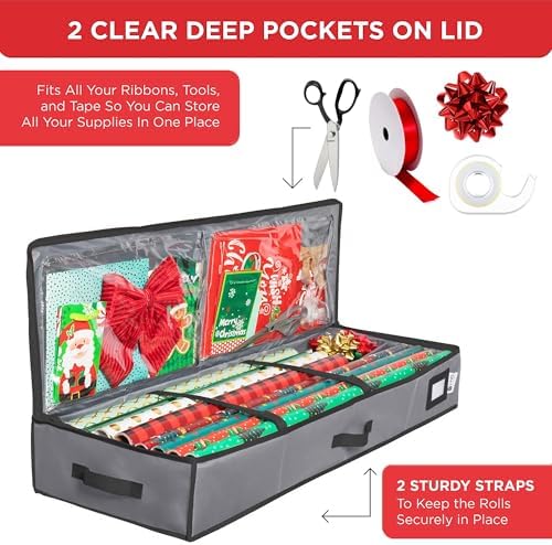 HOLDN’ STORAGE Premium Wrapping Paper Storage Container, Grey - Image 4