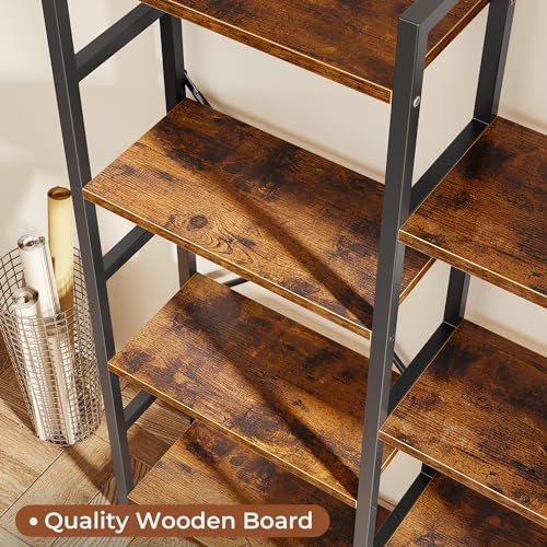 SUPERJARE Triple Bookshelf, Bookcase with 17 Open Display Shelves, Wide Book Shelf Book Case for Home & Office, 6 Tier, Brown, ABC003Z - Image 4