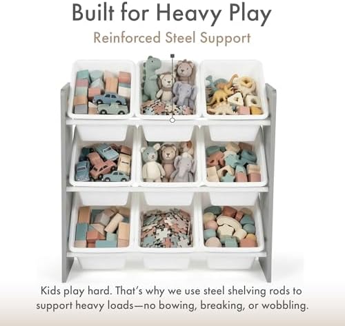 Humble Crew Kids Toy Organizer with 9 Bins, 3 Tier Storage for Playroom - Image 6