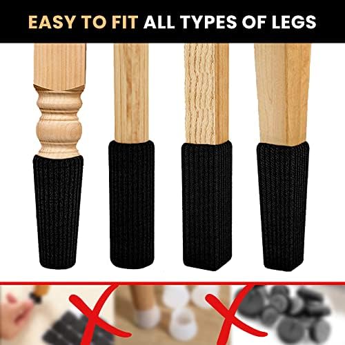 Chair Leg Socks 16/24/32 Pcs Black Furniture Leg Covers Floor - Image 5