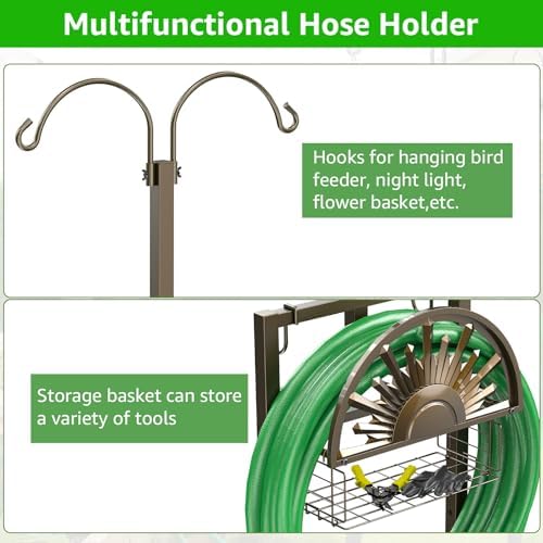 Garden Hose Reel Holder Stand, 77Inch, Holds 150-Feet of 5/8 Inch Hose - Image 3
