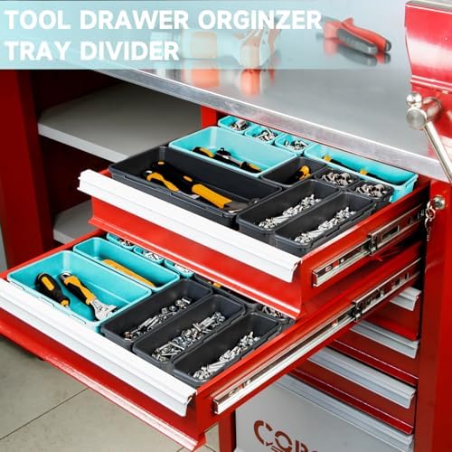 Tool Box Organizer Tray, 60 PCS & 5 Sizes, Black and Sky Blue - Image 3