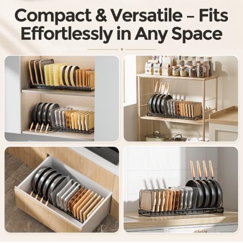 MUDEELA Expandable Cutting Board Organizer Pot Lids Rack 15 Dividers 1-Pack - Image 7