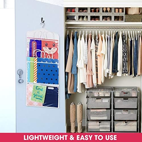 Gift Bag and Tissue Paper Storage, Hanging Organizer with Multiple Front and Back Pockets Double Sided, Organize Gift Wrap and Paper Bags 38 x 16 Inch (White) - Image 5