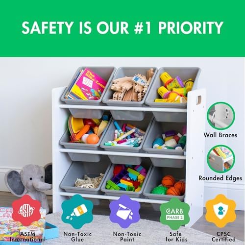 Humble Crew Kids Toy Organizer with 9 Bins, 3 Tier Storage for Playroom - Image 4