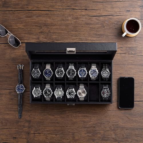 ProCase Watch Box Organizer, 14 Slot Watch Display Case, Allblack - Image 2