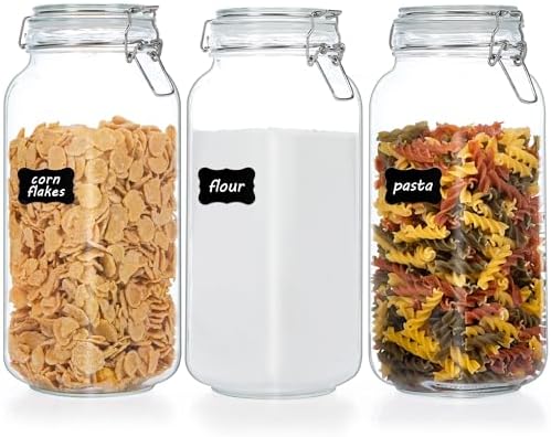 Vtopmart 78oz Glass Food Storage Jars with Airtight Clamp Lids, 3 Pack by Vtopmart