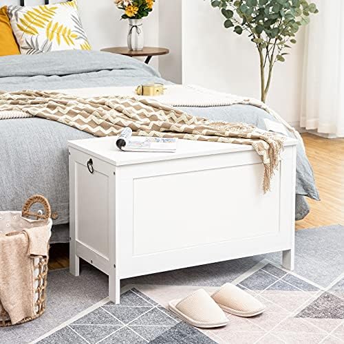 HOOBRO Toy Box, Retro Wooden Look Storage Chest with Safety Hinge, Entryway Storage Bench Supports 330 lb, 29.9 x 15.7 x 18.9 Inches Toy Chest Organizer, Easy Assembly (White) WT75CW01G2 - Image 3