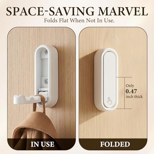 Foldable Wall Hooks, 4 Pack White Heavy Duty Coat Hooks, Screw Mounted - Image 4