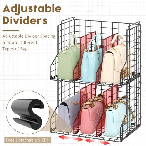 2 Pack Purse Organizer for Closet,Stackable Handbag Storage Holder - Image 2