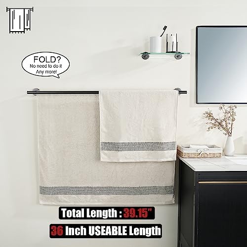 JQK Double Bath Towel Bar, Oil Rubbed Bronze 39 Inch 304 Stainless Steel Thicken 1mm Towel Rack for Bathroom, Towel Holder Wall Mount, Useable Length 36 Inch TB100L36-ORB - Image 3