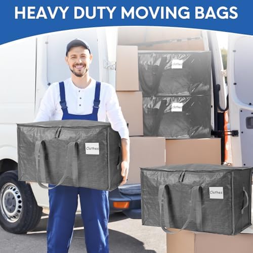 2-Pack Extra-Large Heavy-Duty Storage Totes with Reinforced Handles, Durable Zippers & Waterproof Material — Perfect for Space-Saving, Moving, Shipping and Travel (Grey) - Image 5