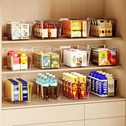 12 Pack Clear Plastic Storage Bins, Pantry Organizing Bins , XL - Image 2