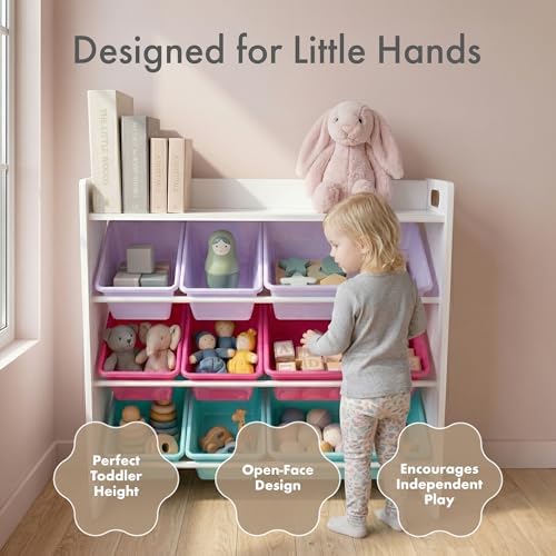 Humble Crew Kids Toy Organizer with Display Shelf, 9 Bins, 3 Tier Storage - Image 4