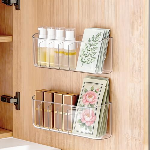 PAVSTINE 2 Pack Clear Adhesive Medicine Cabinet Shelves for Narrow Space by PAVSTINE