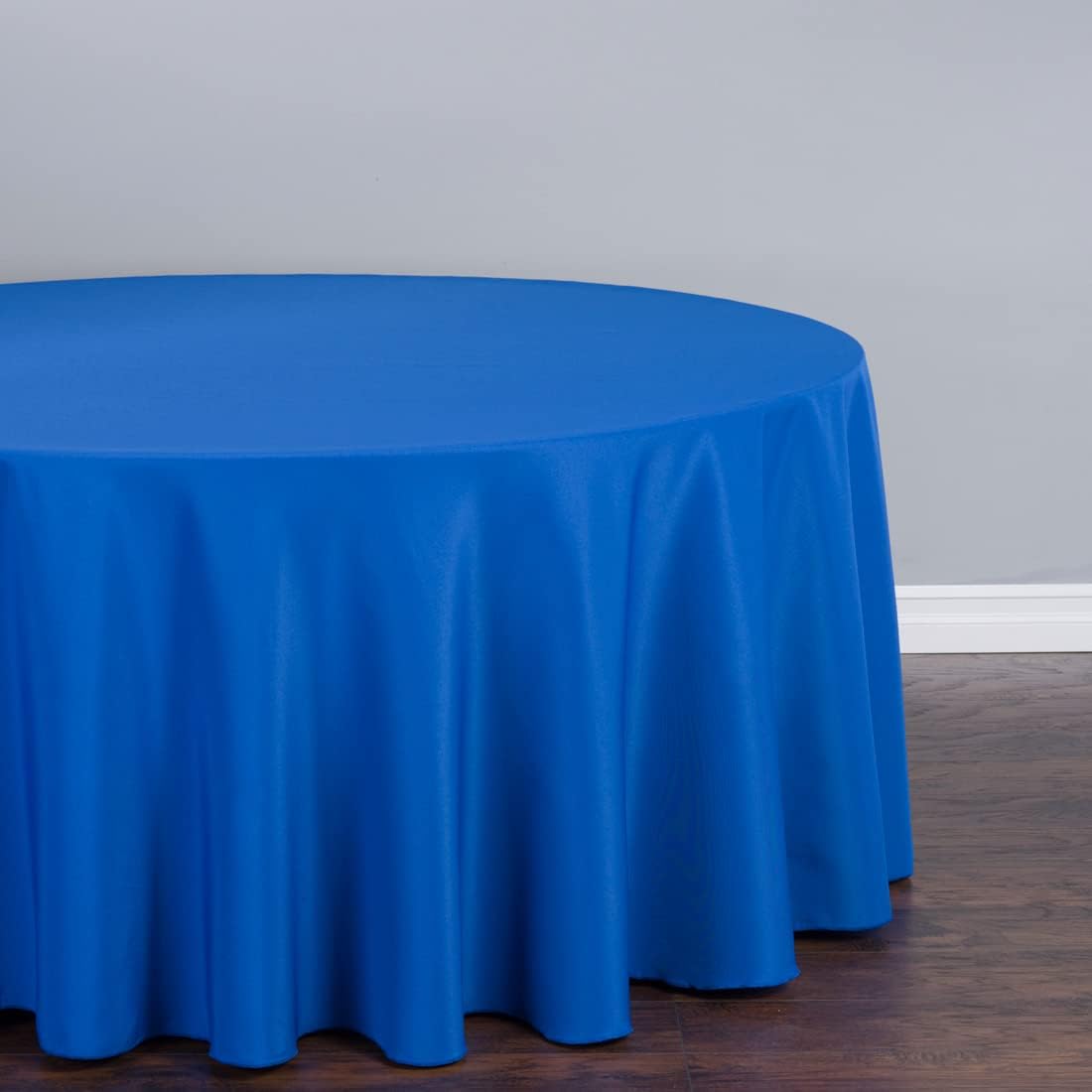 LTC LINENS 10 Pack 108 Inch Round Tablecloths Royal Blue - Bulk for 48 Inch Round Table Floor Length - Wrinkle Resistant Polyester Fabric Cloth for Wedding