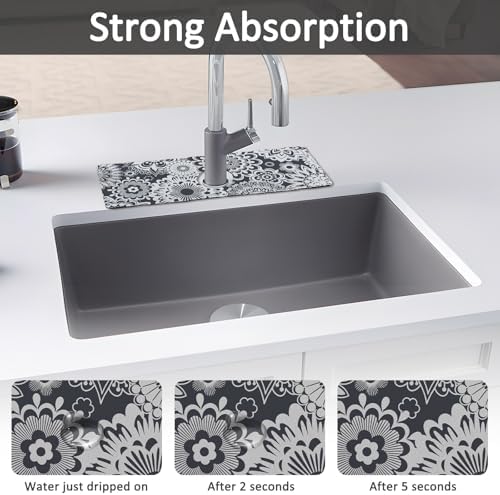 15" X 5.5" Kitchen Sink Splash Guard Faucet Mat Mandala Super Absorbent Fast Drying Faucet Guard & Draining Mat Sink Splash Guard Behind Faucet for Kitchen, Bathroom - Image 3