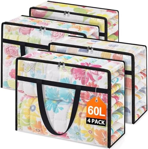 4 Packs 60L Clear Under Bed Storage Containers, Large Clothes Storage Bags by Unknown