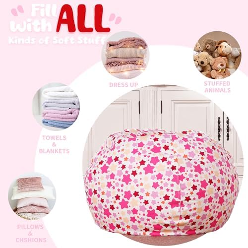 WEKAPO Stuffed Animal Storage Bean Bag Chair Cover for Kids - Image 5