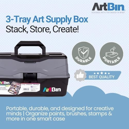 ArtBin 3-Tray Art Supply Box with Handle, Durable Hard Plastic - Image 3