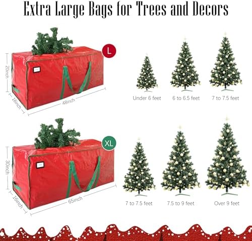 Cosy Family 9 ft Christmas Tree Storage Bag - Durable Heavy Duty Extra Large Artificial Xmas Holiday Tree Bag with Reinforced Handles and Dual Zippers Wide Opening - Red - Image 2