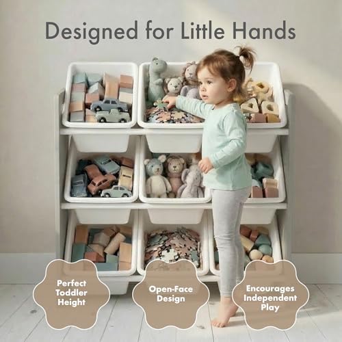 Humble Crew Kids Toy Organizer with 9 Bins, 3 Tier Storage for Playroom - Image 4