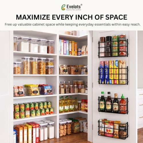 Evelots Kitchen Wrap Organizer - Hold up to 4 Plastic, Foil, Paper, Wax - Cabinet Door, Wall Rack Basket - Sandwich, Freezer, Food Bag Storage - Laundry Supplies - Black - Image 6