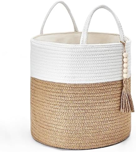 Mkono Woven Storage Basket for Blanket, Toys Plant Organizer, 11"W x 11"L by Mkono