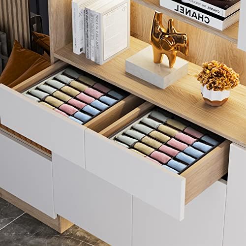 Joyoldelf Drawer Organizer 2 Packs, 24 Cell Collapsible Closet Cabinet Storage Boxes for Underwear, Socks, Bra, Handkerchiefs, Ties, Belts - Image 2