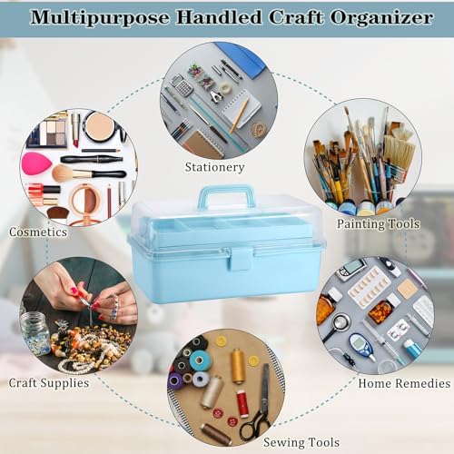 Tackle Box, 15-Inch Extra Large Art Storage Box with 3-Layer Folding Trays - Image 7