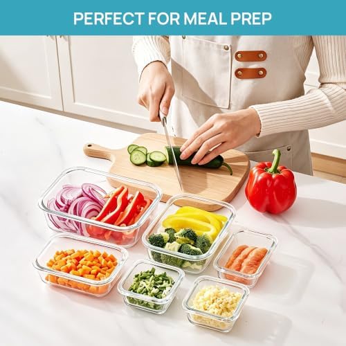 Vtopmart 6 Pack Glass Food Storage Containers with Lids Green - Image 3