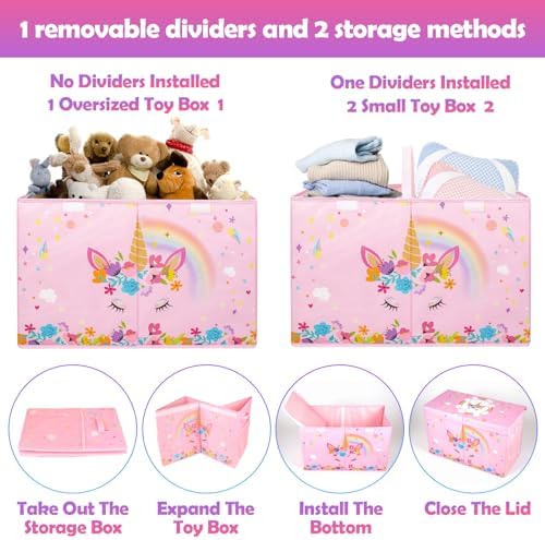 Large Toy Box, Sturdy Kids Storage Organizer for Boys Girls, 25"x13"x16" - Image 6