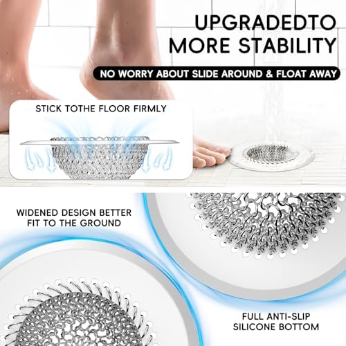 Hair Trap for Shower Drain, 4.4" Anti-Clog Tub Drain Cover, Silvery White - Image 5