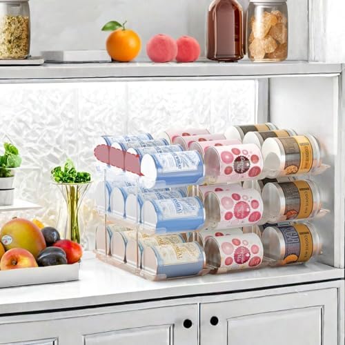 Can Organizer for Pantry, 2 Tier Stackable Rolling Can Storage Rack - Image 5