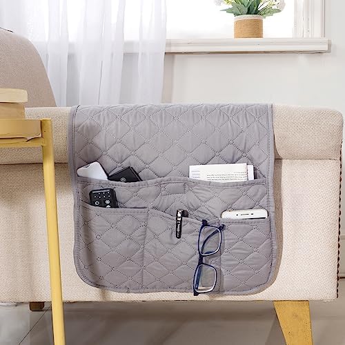 Armchair Caddy for Couch Remote Control Holder with 4 Pockets, Grey 1 Pack by luckyjoyreal