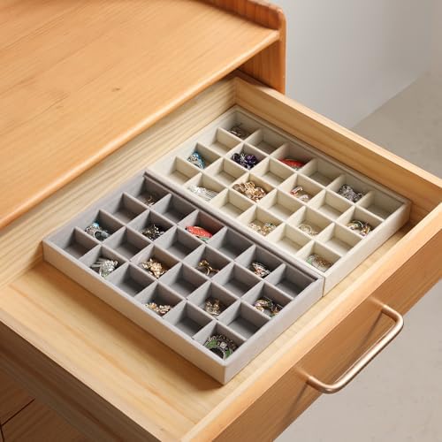 Frebeauty 24 Grid Earring Organizer,Velvet Jewelry Tray for Drawer - Image 6