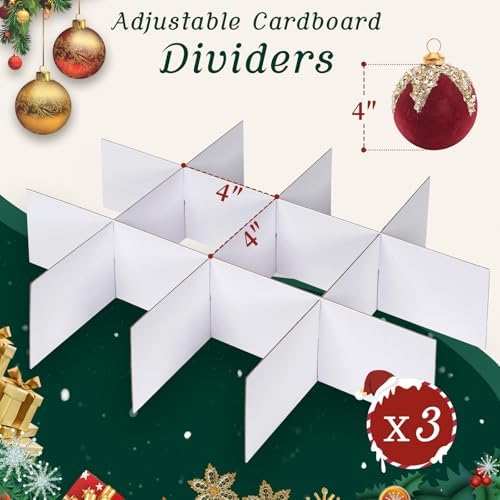 Christmas Ornament Storage Box with Adjustable Dividers Zippered Top Stores up to 36 Holiday Ornaments (4 Inch) Xmas Ball Decorations Organizer Storage Container Bin - Image 3