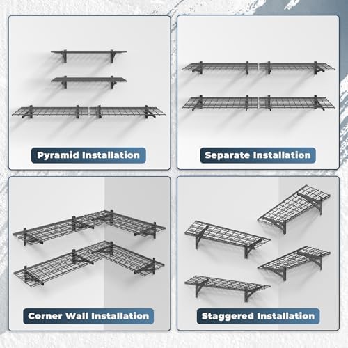 Jusgym 4 Pack Garage Shelving Wall Mounted, 1.5x4ft, 1400LB Heavy Load - Image 6