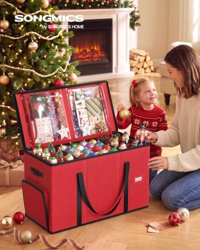 SONGMICS Christmas Ornament Storage Box with Dividers, 4 Tiers - Image 2