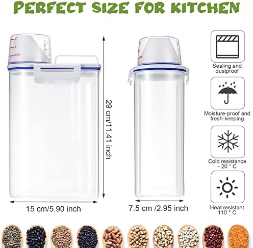 4 Pcs Food Storage Containers with Measuring Cup Lids, 2.5 L, Blue - Image 2